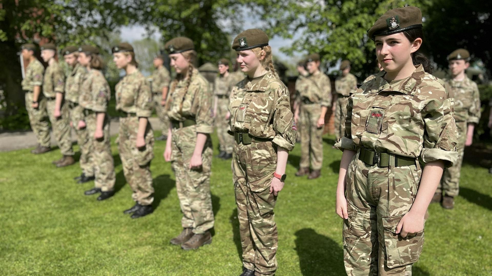 Cadets line up for Rebadging Parade